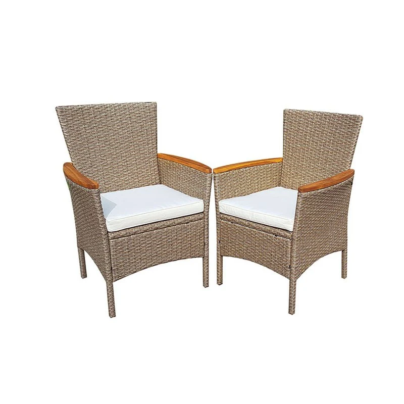 JUEGO 2 SILLONES ACERO/MADERA SERIE TAHITÍ