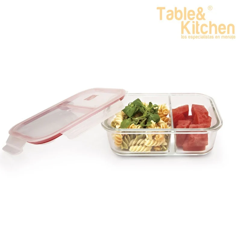 CONTENEDOR RECTANG VIDRIO DIVIDIDO 950ML