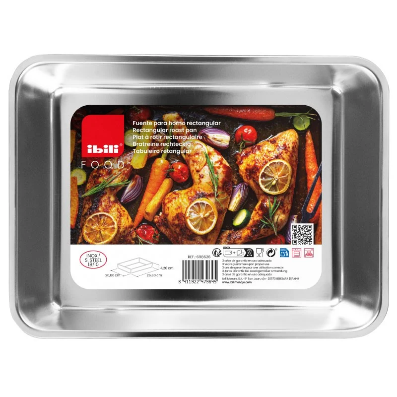 FUENTE HORNO RECTA. FOOD 41,5 X 29,4 X 6,2CM IBILI