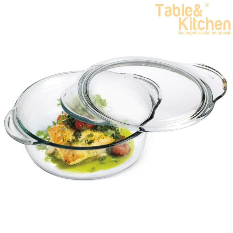 FUENTE DE VIDRIO REDONDA CON TAPA 1,75L