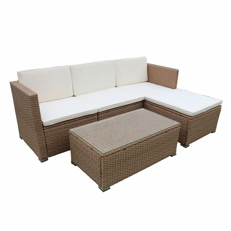 CONJUNTO DE JARDÍN LANZAROTE III — SOFÁ 3 PLAZAS + CHAISE LONGE + MESA