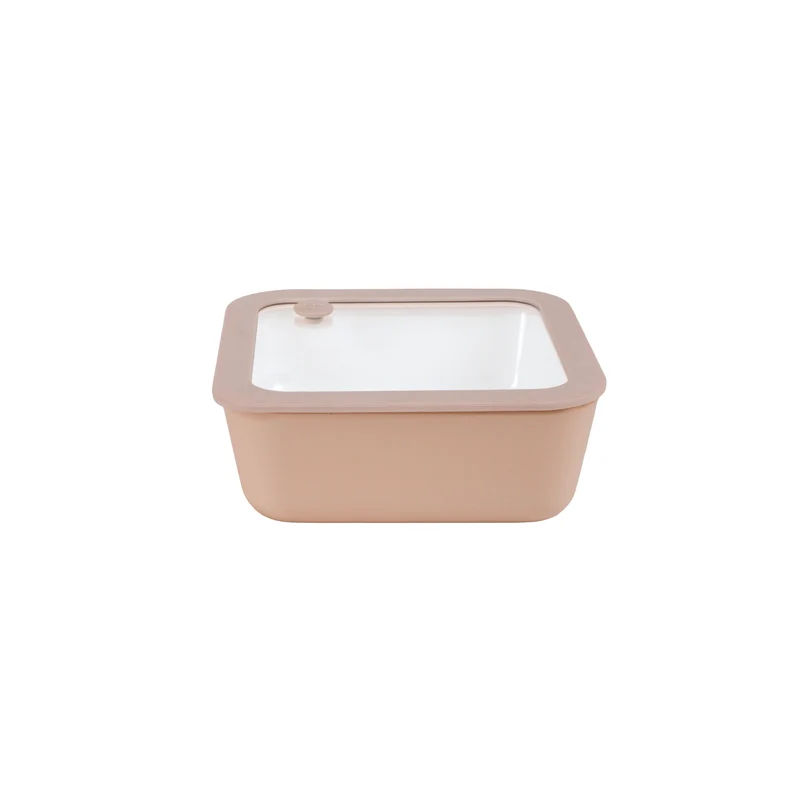 Recipiente hermético antiadherente de vidrio 1170ml cuadrado con tapa cristal