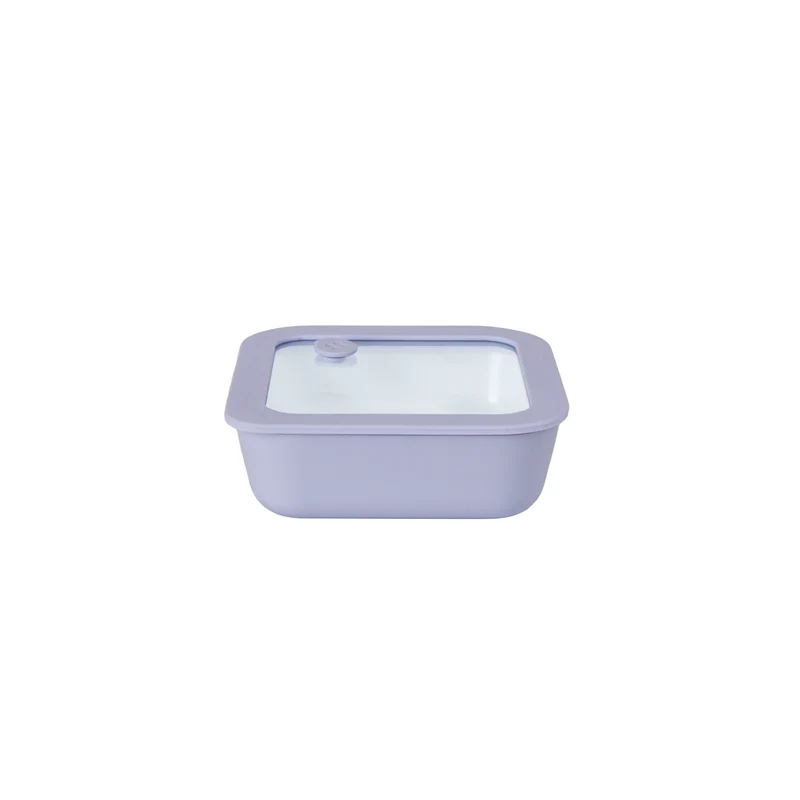 Recipiente hermético antiadherente de vidrio 610ml cuadrado con tapa cristal